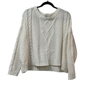 Mudd cream cable knit sweater XL cozy crewneck pullover chunky cottagecore